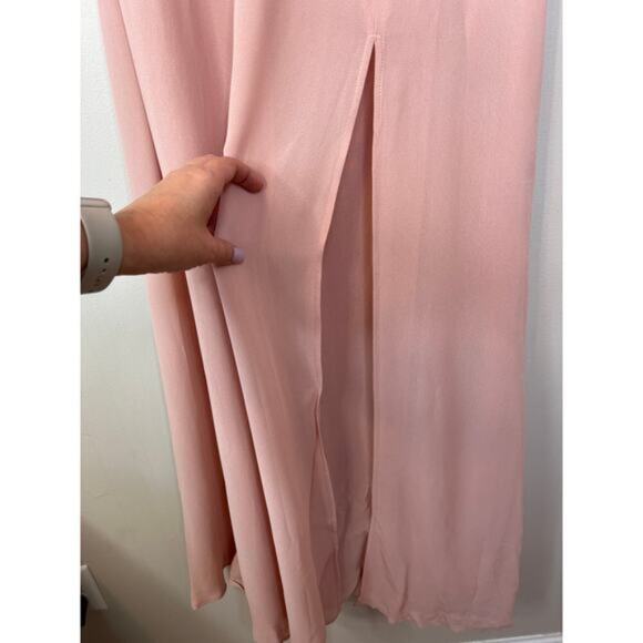 NWT Reformation Evelyn One Shoulder Long Blush Pink Maxi Dress with Front Slit - Picture 8 of 10